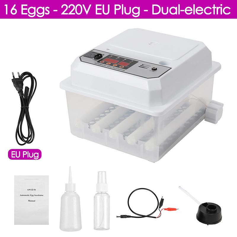 

16 Яиц Двухэлектрический Полностью Автоматический Инкубатор для Яиц Бытовой Фермерский Инструмент для Высиживания Птицы Курица Утки Птицы Брудер