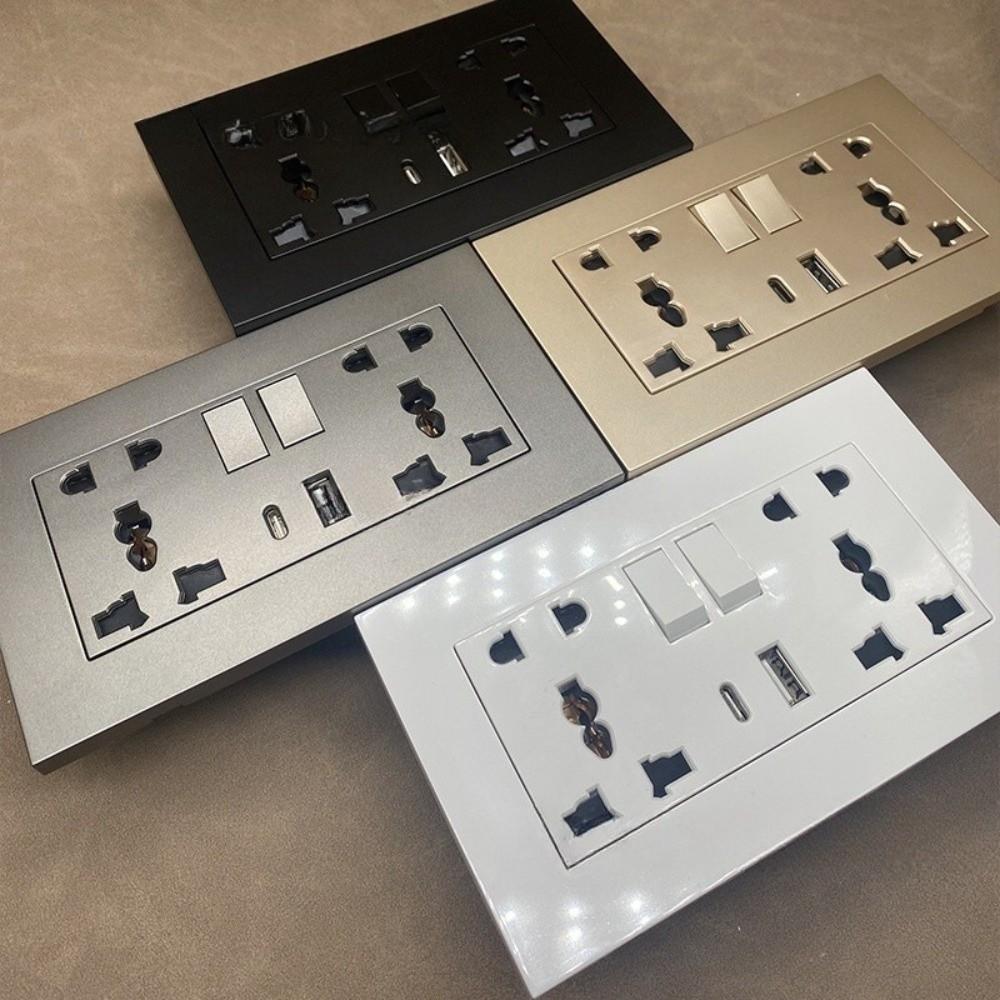 Tomada de Interruptor de Montagem na Parede Plástico Tomada Carregador USB Instalação Elétrica