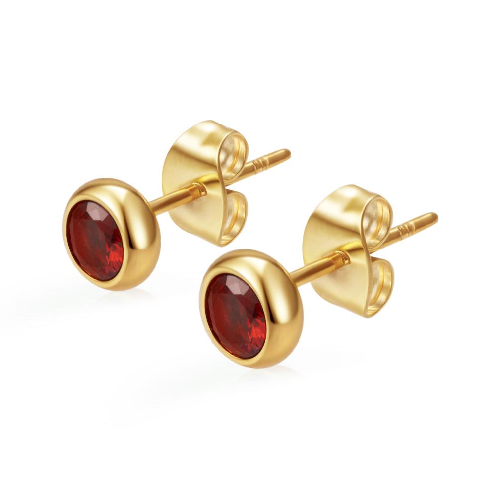 Special for round stainless steel zircon stud earrings women's trend versatile multi-color earrings PVD18K real gold earrings