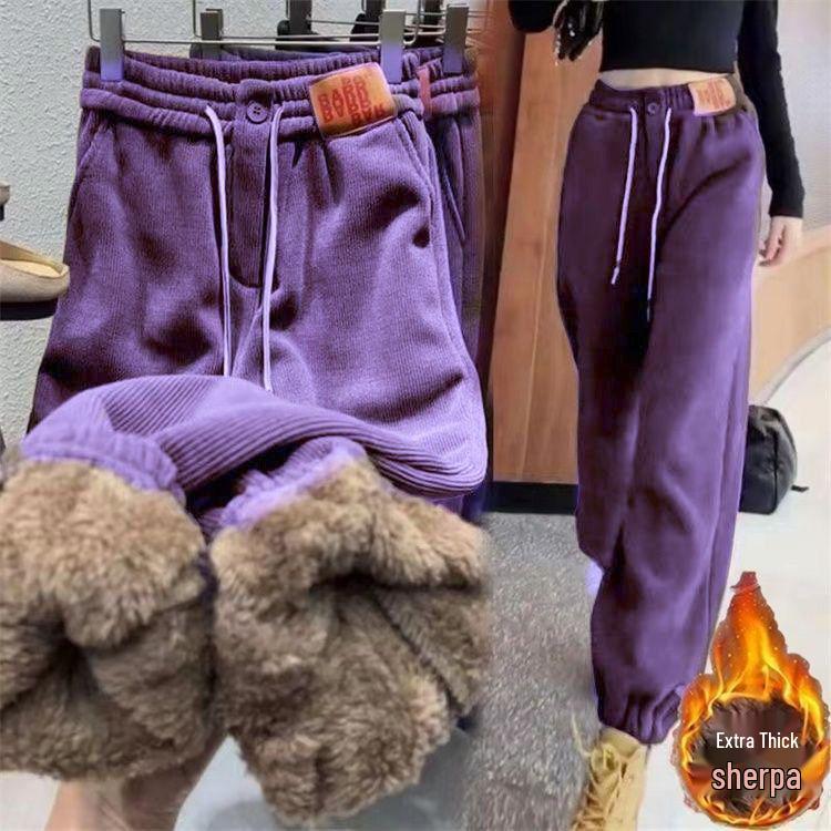 Korean Style Ladies Velvet Thickened Casual Sports Pants - Free Shipping