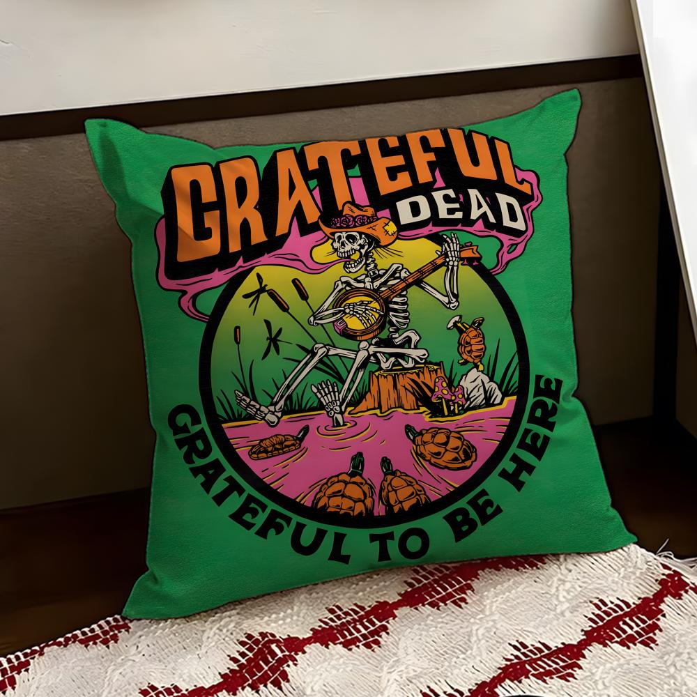 Band GGrateful DDead Cushion Cover Reversible Soft Durable Pillow Cover Home Car MultiScene Use for Daily Comfort
