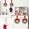 Yousheng 6 Pcs 6 Inch Christmas Mini Cabinet Wreaths Small Artificial Cedar Wreath with Ribbon Bow Pinecone Berry for Front Door Window Farmhouse Home