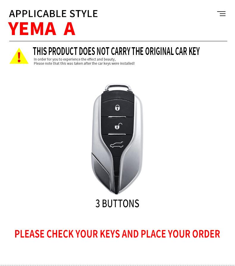 Sichuan Auto Yema T70/T80 Key Case (2016-2018 Models) - Metal Remote Control Shell with Buckle