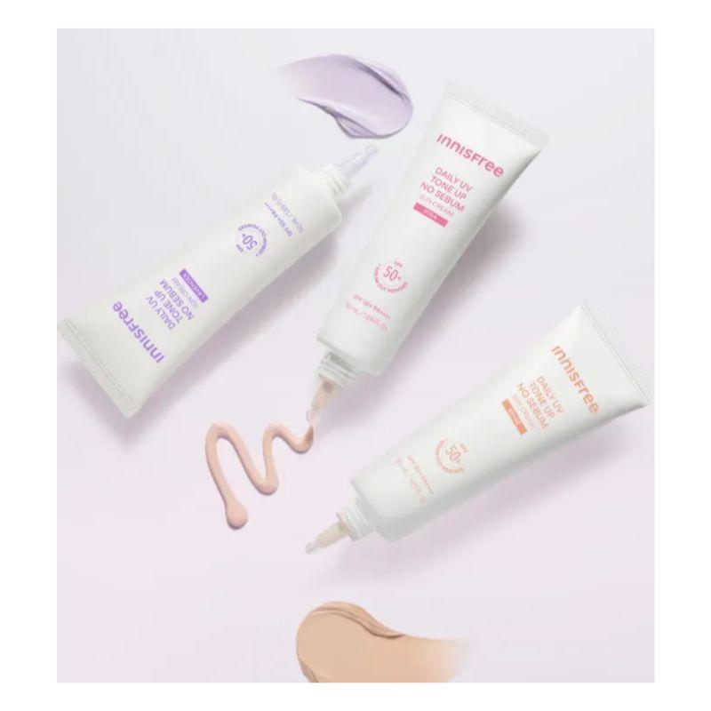 Innisfree Daily UV Tone-Up No Sebum Sunscreen SPF50+ PA++++ Oil Control Tone Correcting Sun Cream 50ml(3colors)