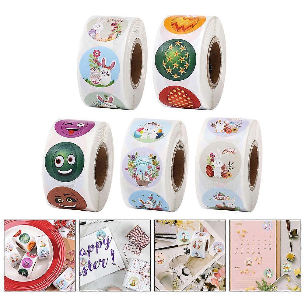 Coated Stickers Rabbit and Egg Pattern Tape with 15 Rolls