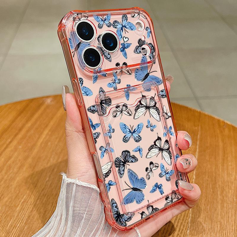 Husă Telefon cu Buzunar pentru Carduri Scoică Balenă Pentru iPhone Air 17 16e 16 15 Pro Max 14 13 Pro Rezistentă la Șocuri Transparentă Moale TPU