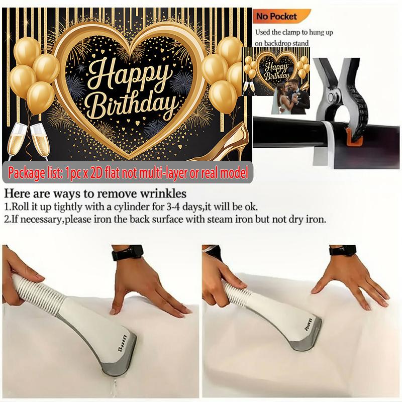 Party Backdrop Flat Card Golden Photo Booth Decor Front Door Decor