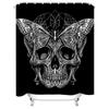 Tuniu Black Skull Bathroom Curtain, Vintage Skeleton Design, Unique Wall Decor, Gothic Style, Decorative Shower Curtain