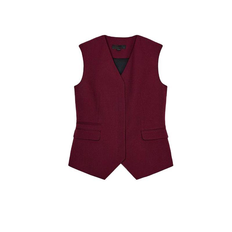 

Women s Spring Clothing Mid-Waist Mini Bell-Bottom Pants 2514797 V Neck Sleeveless Pocket Vest 2446797 Dark red Tops L