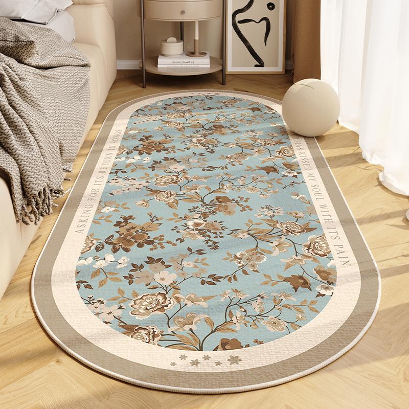 

Luxury Italian Floral Elliptical Sofa Cushion High-End Bedroom Side Carpet Home Decor For Living Room 50X120CM(1.6X3.9FT