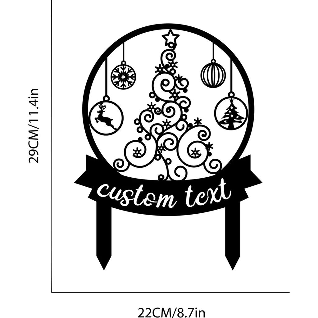 Metall Gartenkunst Weihnachtsbaum mit Erdspießen Außenhof Dekoration Feiertagsschild