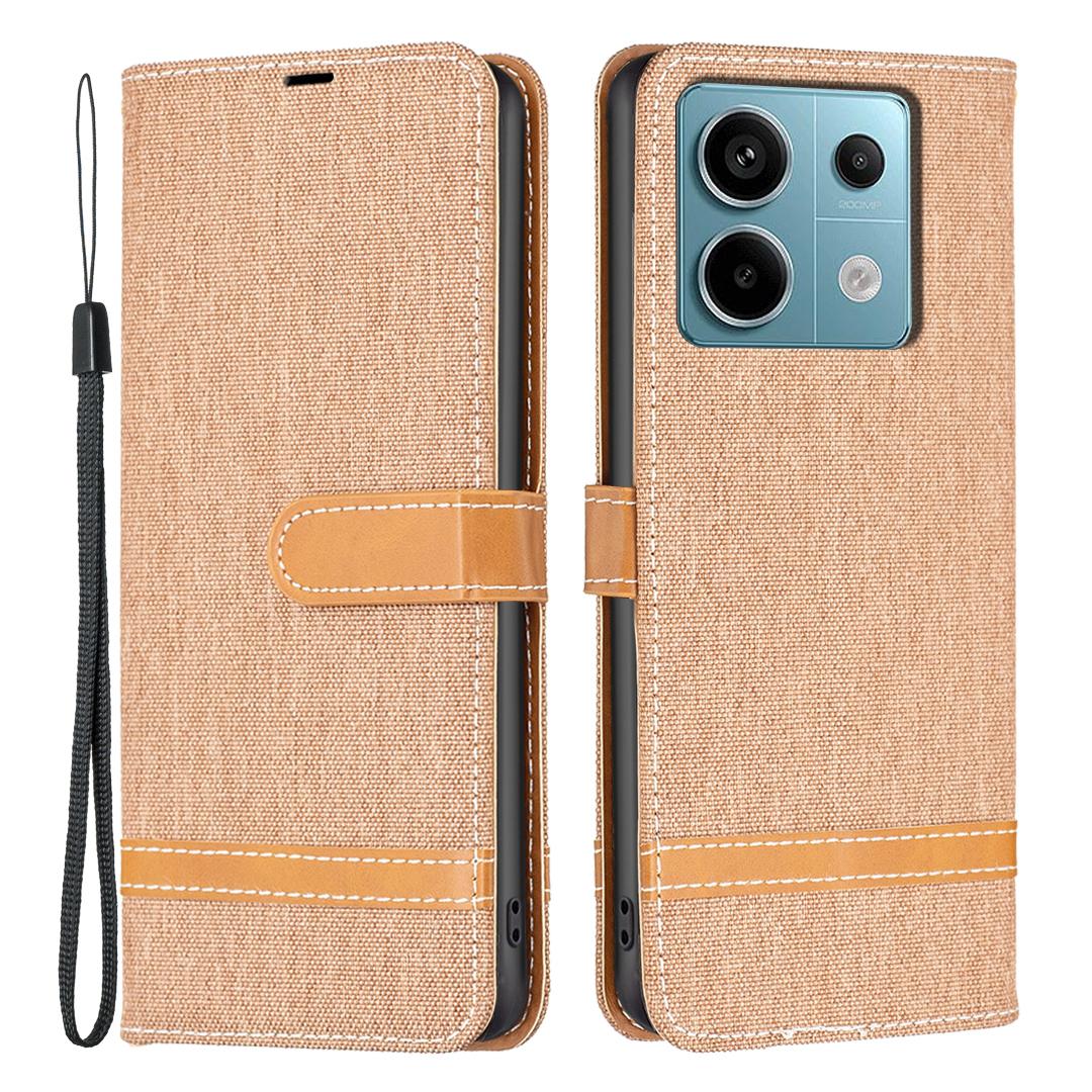 

For Xiaomi Redmi Note 13 Pro 4G/Poco M6 Pro 4G Leather Wallet Case Jeans Cloth Texture Protective Cover B
