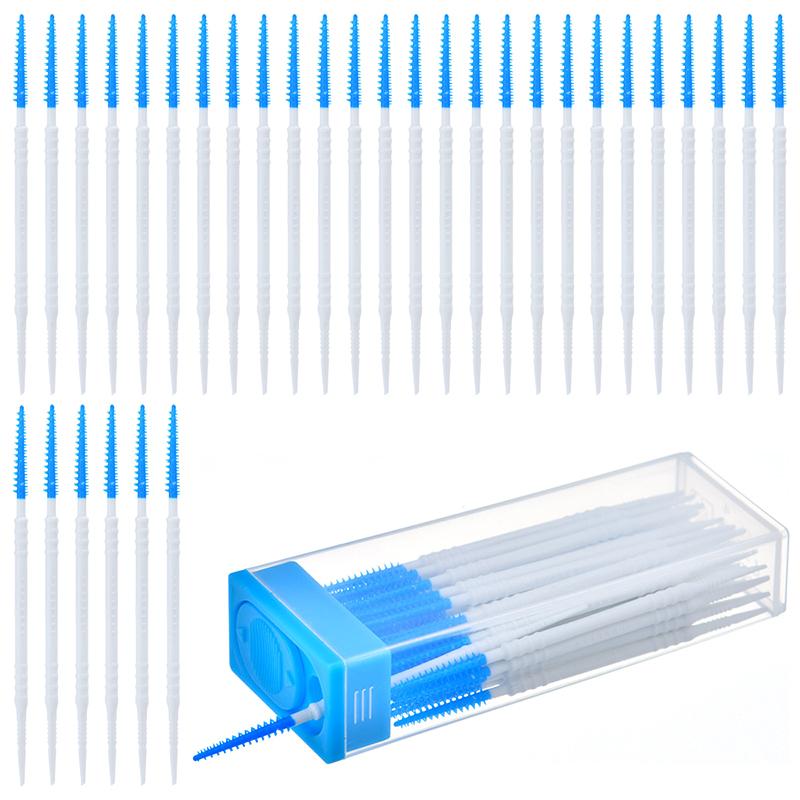 50Pcs Double-End Interdental Brush Clean Between Teeth Extended Massage Disposable Silicone Toothpicks Brush