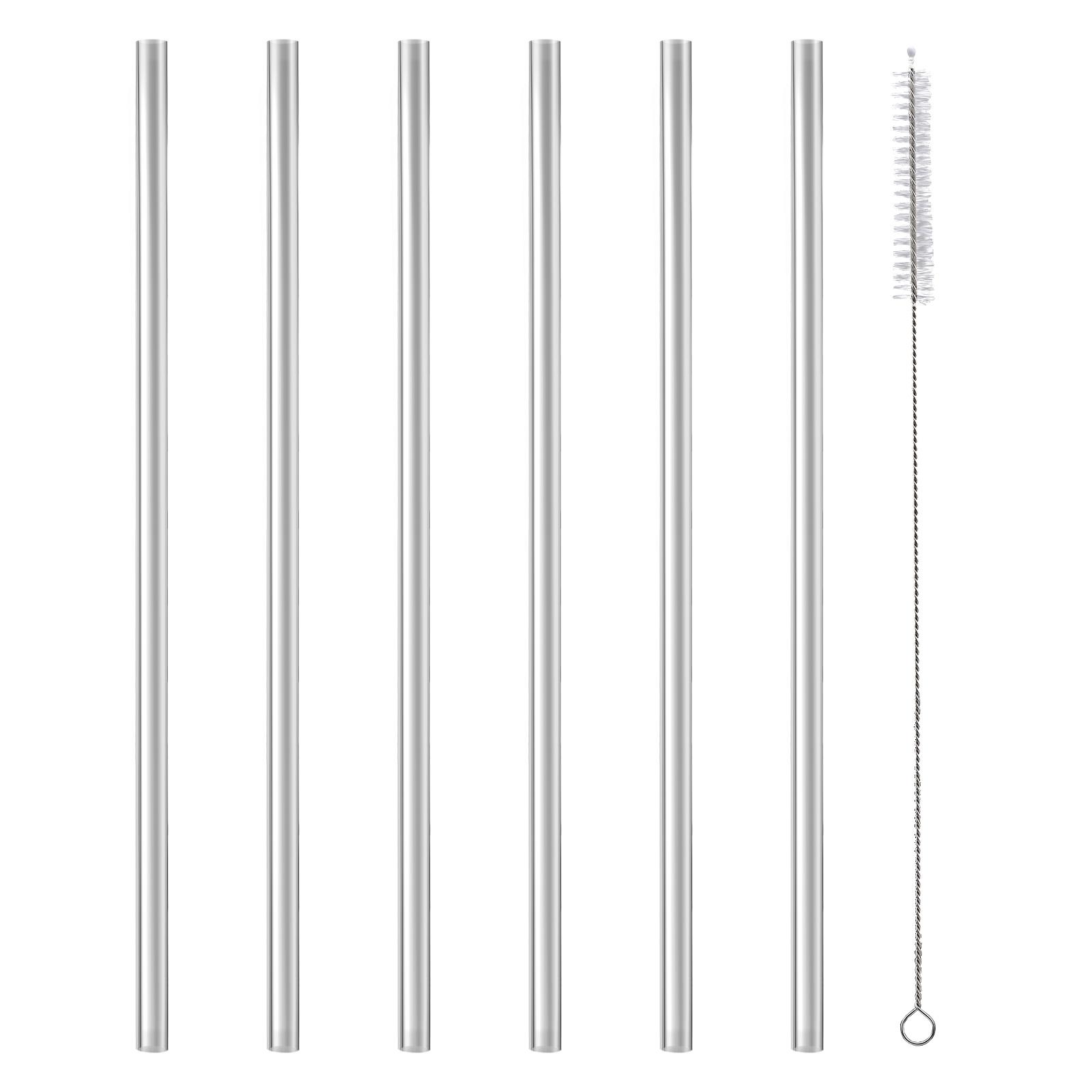 

Easy Clean 6Pcs Reusable Long Straws with Cleaning Brush Replacement Drinking Straws for 20 30 40oz Tumbler Cup Accessories