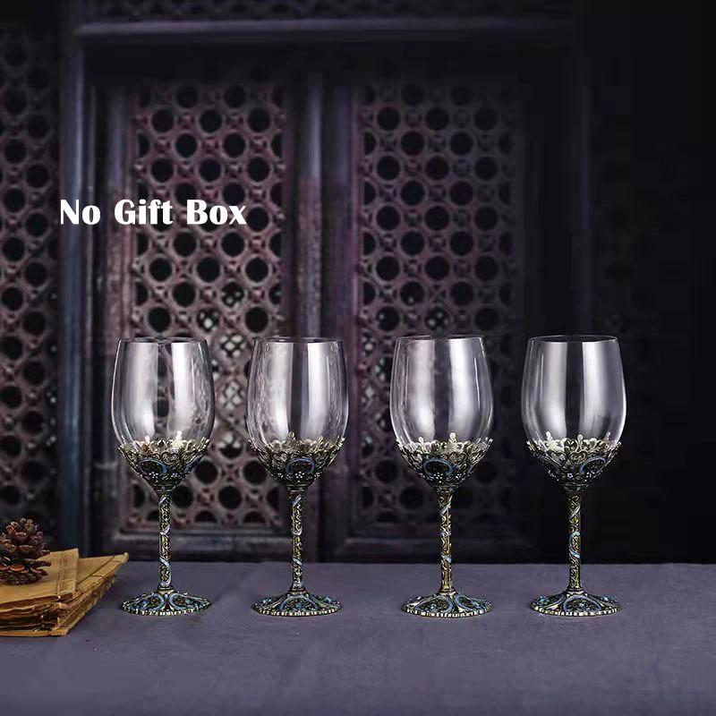 Vintage Enamel Color Red Wine Glass Crystal Glass Goblet DECANTER SET Wineglass Champagne Wine Glasses Whiskey Cup Cups Drinking