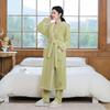 Plush Coral Fleece Sleepwear Two Piece Set Winter Thick Long Robe Pajamas Hooded Bathrobe Nightgown Loose White Flannel Homewear