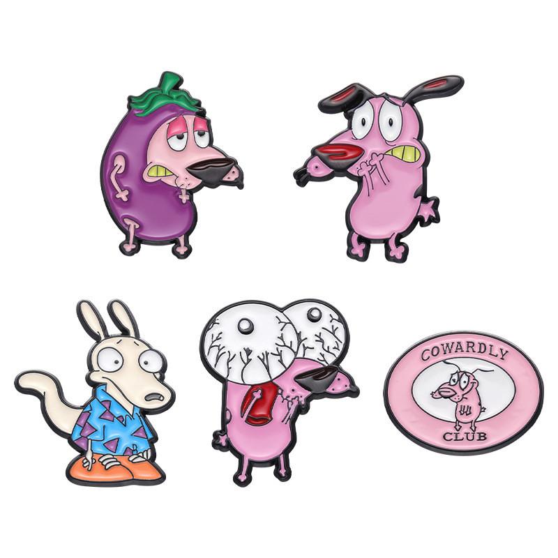 And Quirky Fun Dog Character Metal Badge Unique Eggplant Brooch For Trendy Fashion