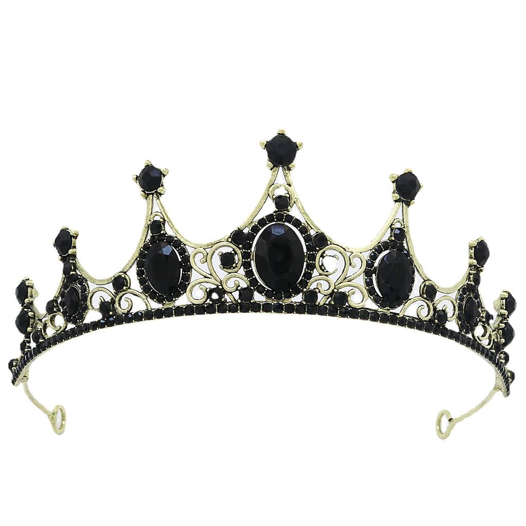 Bridal Hair Accessories Wedding Dress Headdress Alloy Colored Diamond Light Luxury Retro Simple Rhinestone Crown Electroplating Dinner Crown