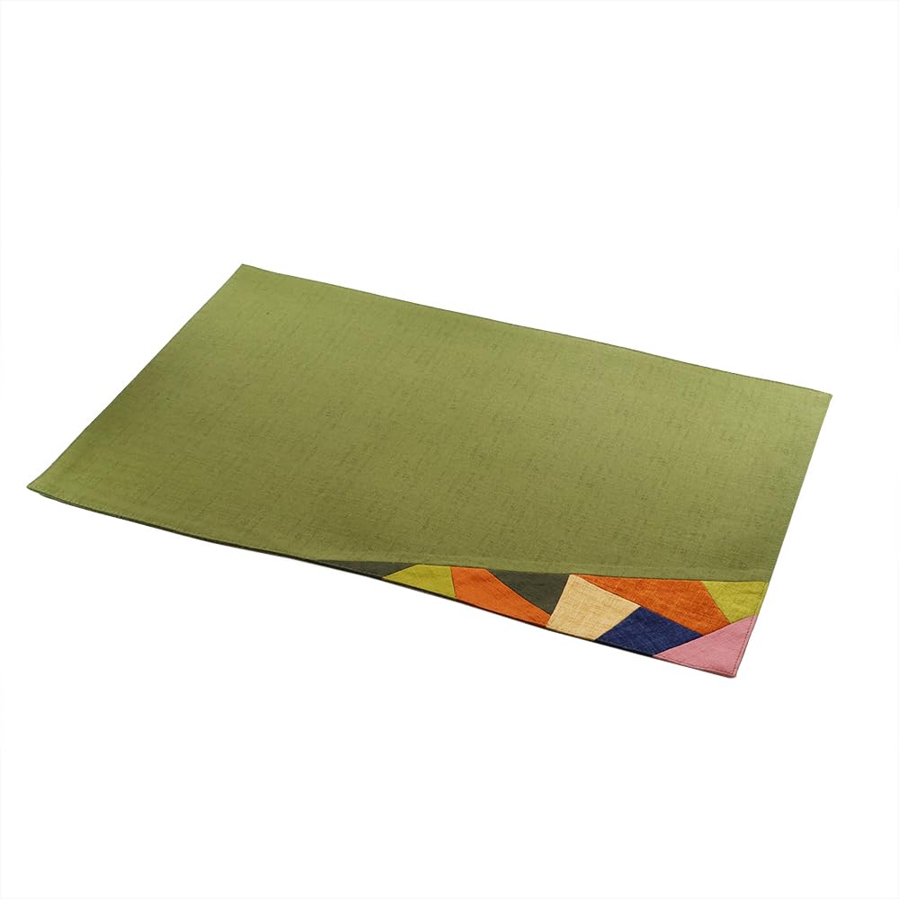 Yamashita Kogei Color Made In Solid 31x45cm Placemat, Play, Green, 100% Cotton, Japan, Color,