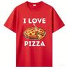 Cross-border Western trendy T-shirts for men, I Love Food tops, pizza cartoon print T-shirts, men's short-sleeve T-shirts