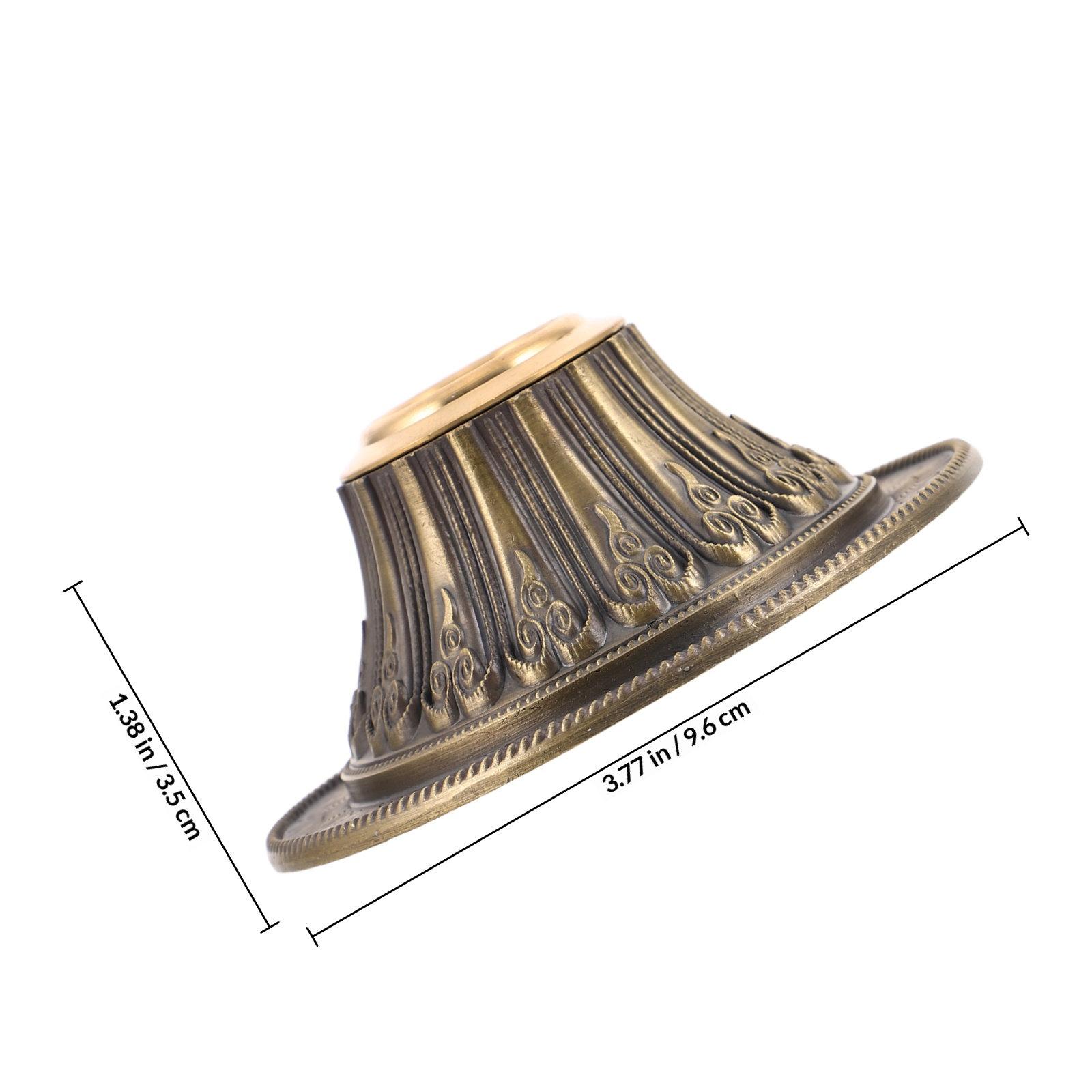 Tibetan Buddhist Prayer Wheel Copper Holder Stand Hand Carved Detail Religious Decor for Devotees and Spiritual China Mainland