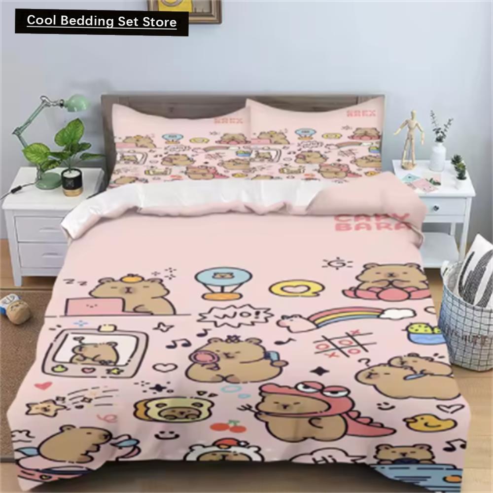 Comforter Capybaras Anime Bedding Printed General Children And Adult Set Queen Size Reactive Printing Quilt