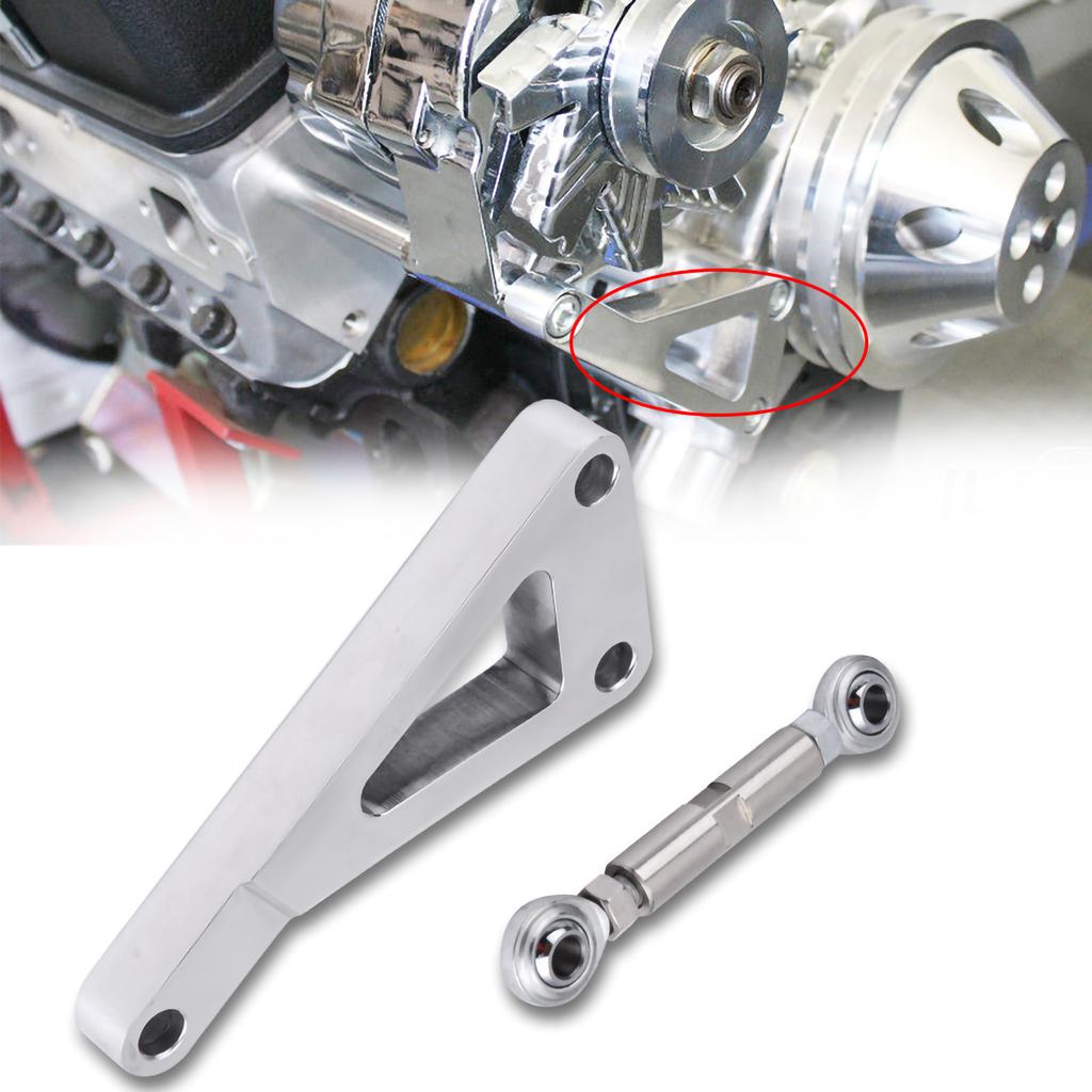 Alternator Bracket Kit Serpentine V Belt Alternator Mounting Brackets Upper Lower Bracket Set with Billet Aluminum Fit for 350