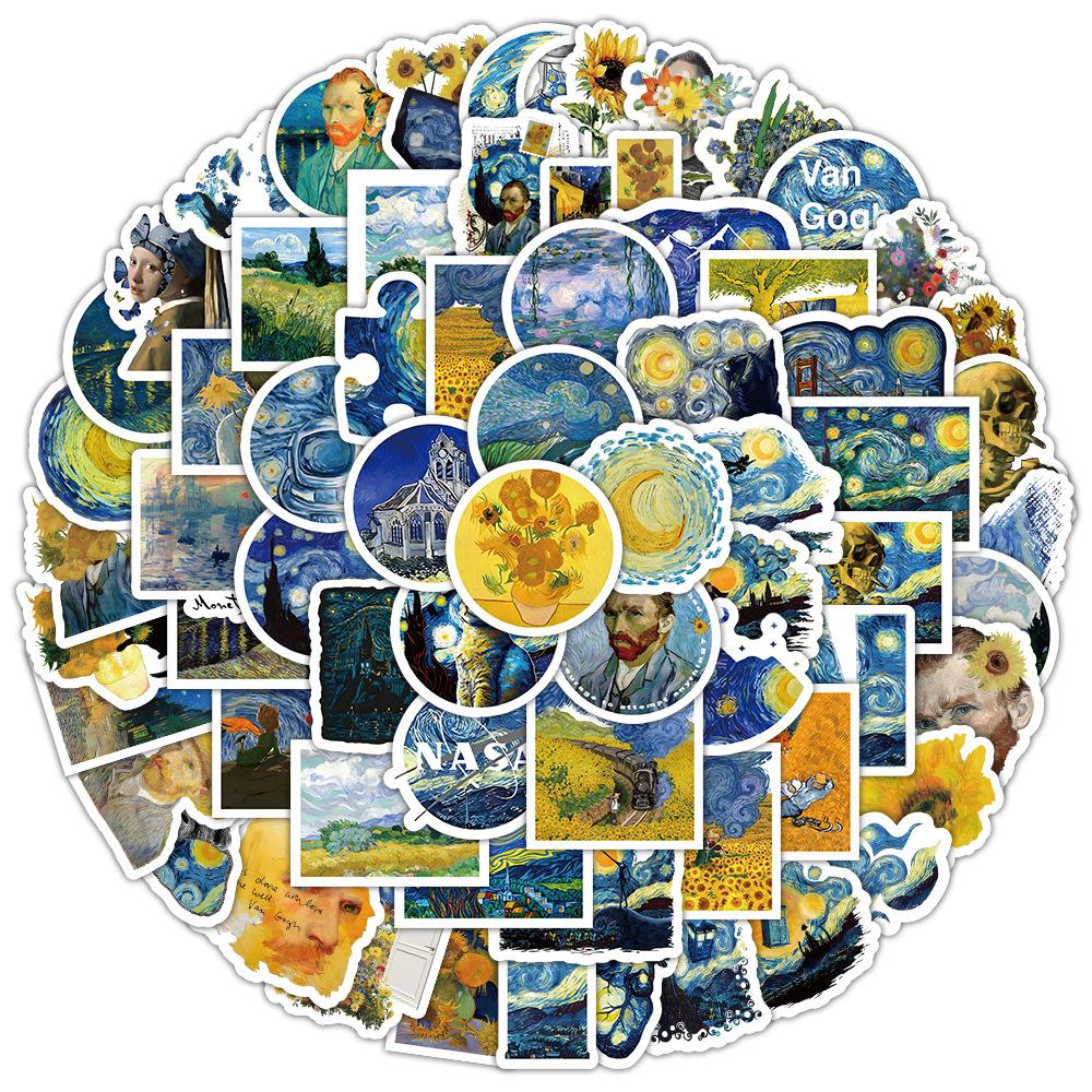 10/30/50/100pcs Retro Van Gogh Oil Painting Aesthetic Stickers Landscape Art Decals Decorative Guitar Diary Vintage Sticker