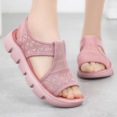Women's Summer Fly-Knit Breathable Open-Toe Sandals & Slippers, Polyurethane Lightweight Design