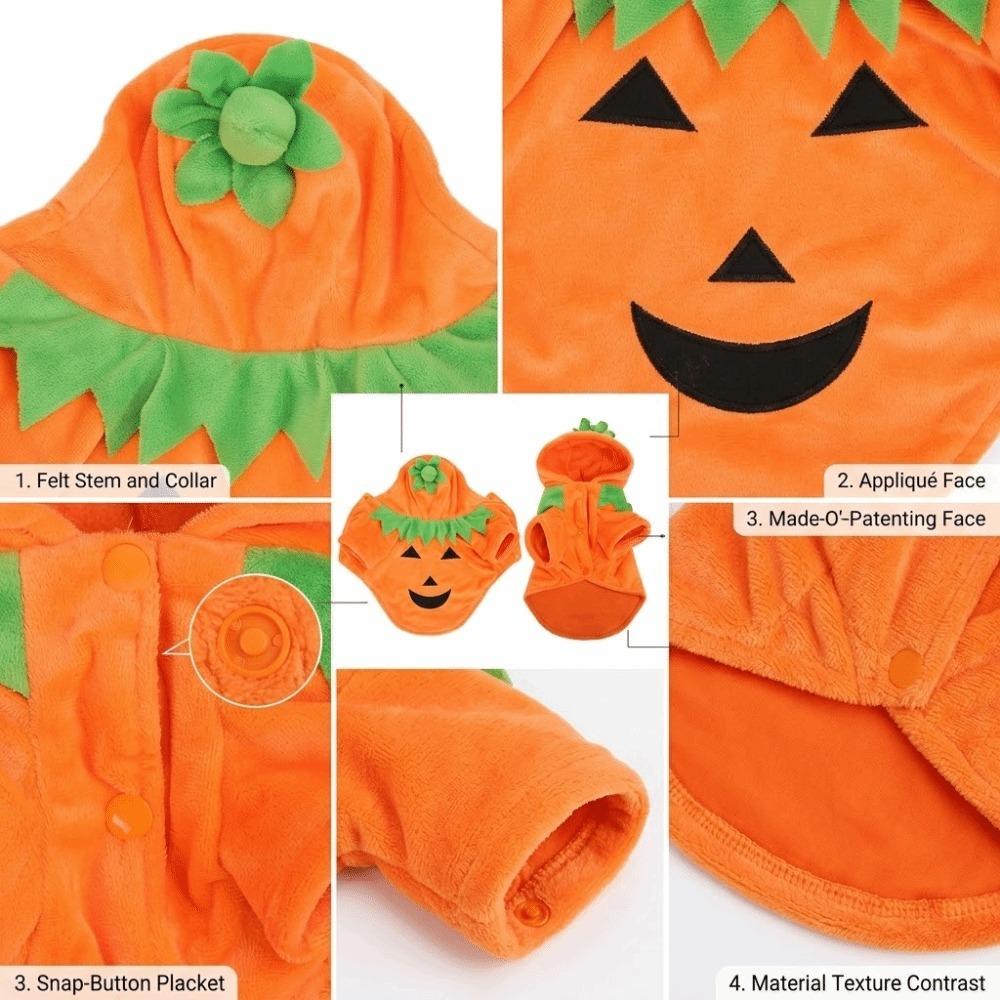 Warm Fleece Halloween Pet Clothes Orange Pumpkin Dog Costume Puppy Warm Outfits  Photo Shoot