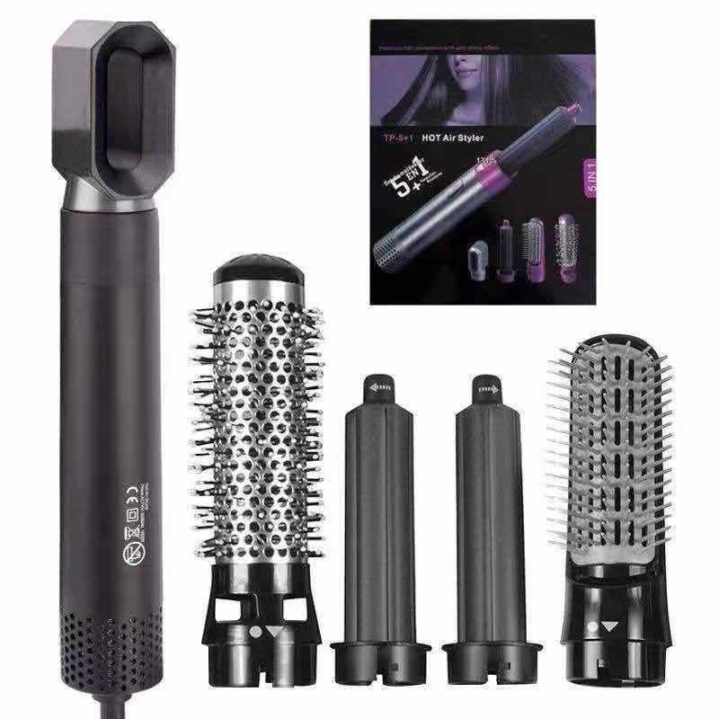 5-in-1 Rotating Hot Air Brush & Curling Iron - Multi-functional, No-Damage Big Wave Hair Dryer