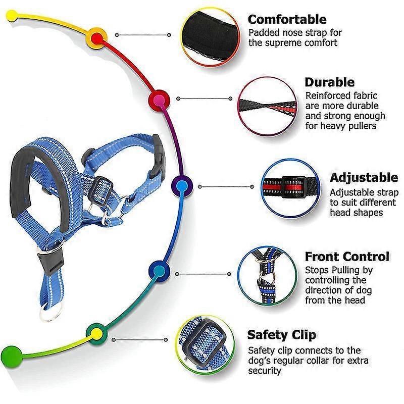 Muselière pour chien Anti-aboiement Anti-morsure Réglable Manchon pour animal de compagnie Cordelette de bouche en nylon Bleu