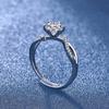Women's Twisted Arm Cross Ring with 8-Heart, 8-Arrow Simulated Diamond, 1-Carat Wedding Band, White Gold Plated.