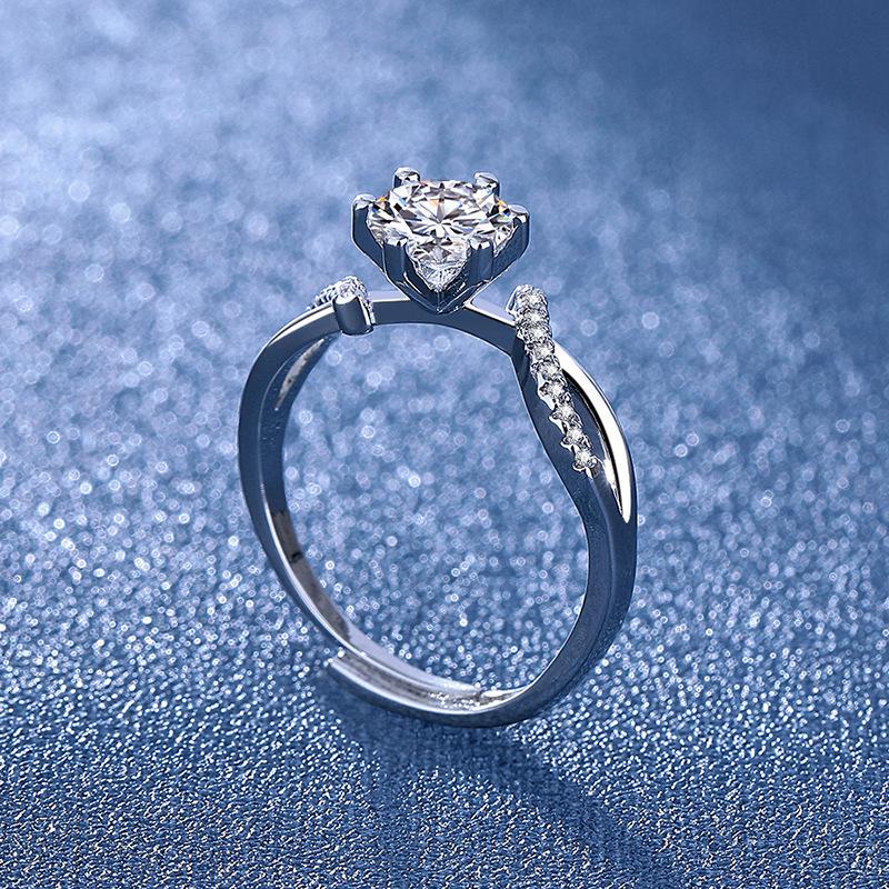 Women's Twisted Arm Cross Ring with 8-Heart, 8-Arrow Simulated Diamond, 1-Carat Wedding Band, White Gold Plated.