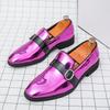 Designer New Shiny Glossy Patent Leather Shoes For Men Pointed Monk Strap Loafers Wedding Dress Formal Footwear Zapatos Hombre