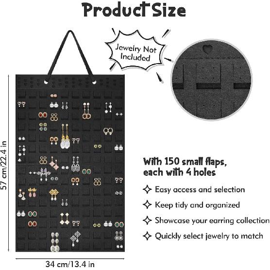 2 Pcs Hanging Earring Holder Organizer, Soft Felt Earring Organizer, Large Earring Holder, Holds Up To 600 Pairs, Wall Mount Earring Storage for