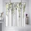 1PC Green Sage Plants Pattern Printed Shower Curtain, Waterproof and Washable, with 12 Hooks, Bathroom Shower, Bathtub, Home Use
