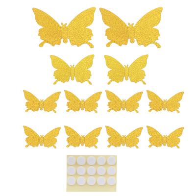 12Pcs Set 3‑Dimensional Sticker Simulation Flash Wallpaper Living Room Wedding Wall Art for HomeShiny Gold