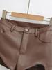 American Retro Style Slimming PU Leather Shorts with Hip Padding for Petite Figures