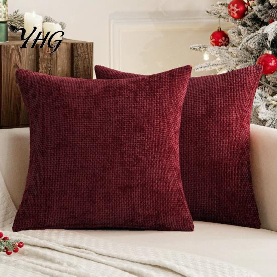 Invisible Zipper Pillow Case Weave Texture Cushion Case, Chenille Throw Cover, Solid Color Cover Durable Decorative Covers with for Living Room