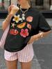 Seashell Fruit and Flower Print Women's Spring Summer Y2K Fashion Casual Versatile Vacation Style Short Sleeve T Shirt