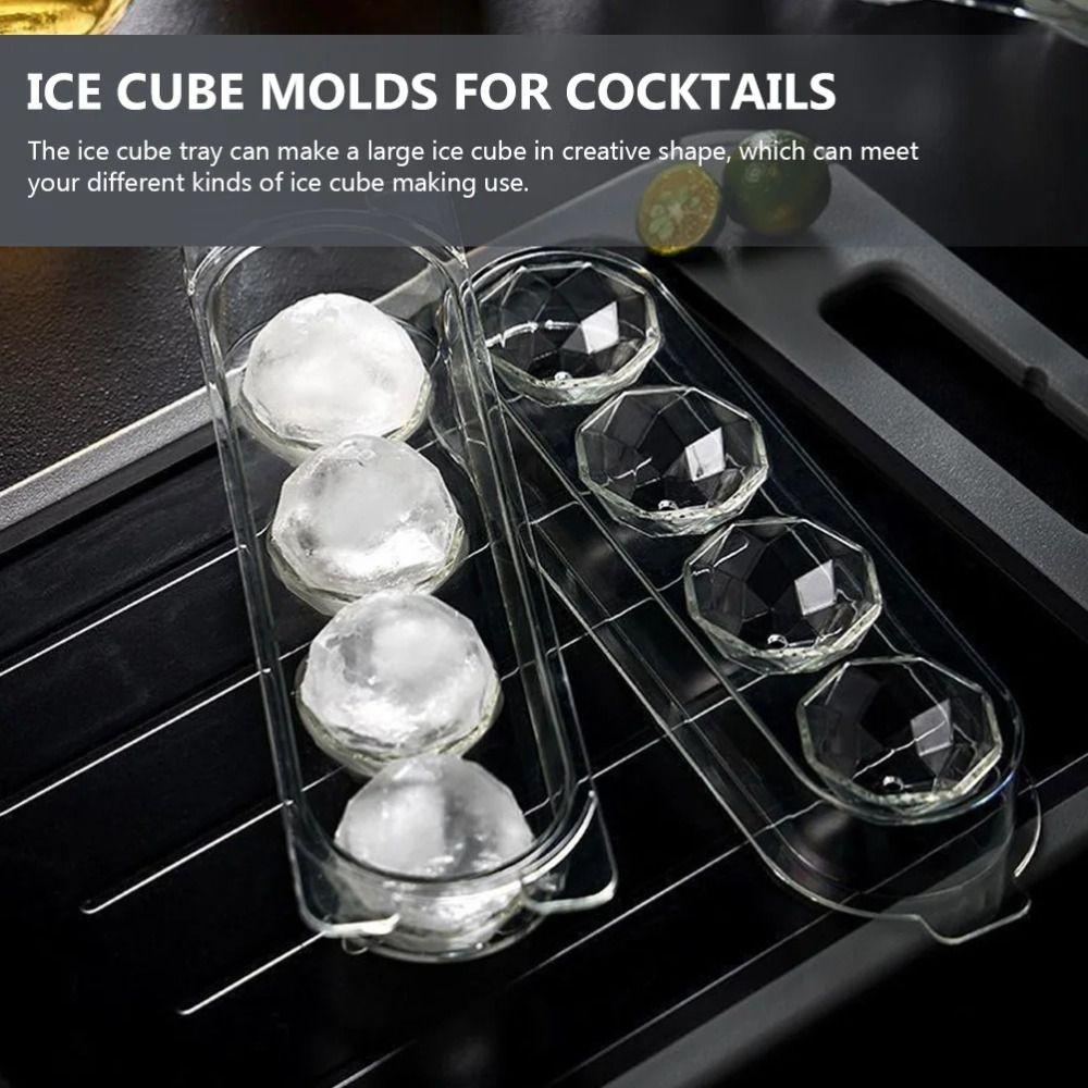 Reusable Design Ball Shaped Ice Mold Low Temperature Resistant Freezer Safe Spherical Ice Maker 4 Compartment Quick Release