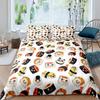 Japan Sushi King Queen Duvet Cover Marine Life Bedding Set Cartoon Japanese Food Quilt Cover Colorful Polyester Comforter Cover