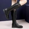 Fashion Retro Black Thick Bottom Long Boots Women 2025 Autumn Pu Leather Knee High Boots Woman Plus Size 43 Side Zipper Platform Shoes