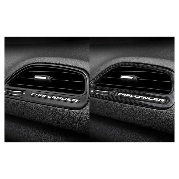 Für Dodge Challenge 2015-2024 Zubehör Kohlefaser Innenraum Instrument links und rechts Luftauslass Dekorationsaufkleber 5D