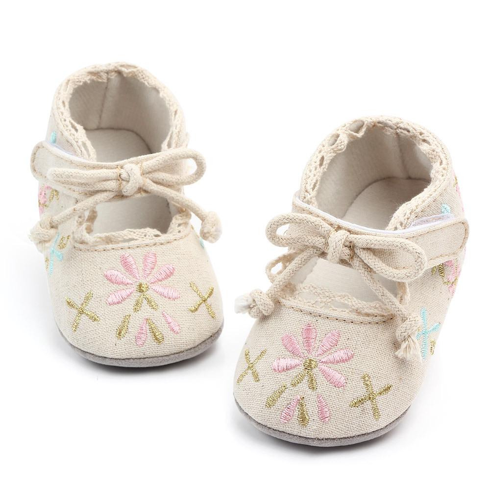 Baby Soft Sole Shoes Embroidered Butterfly Pattern Infant Walking Shoes Non Slip Rubber Sole Toddler Princess Style 12cm One Size