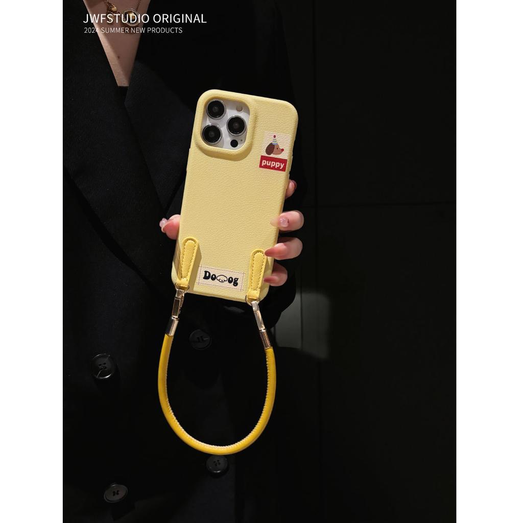 Leather Pattern Apple 16 ProMax Mobile Phone Case IPhone 15 Pro New 13 Women 12 Soft Cover 14 Short Rope XR Slant