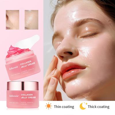 100ml Creme de Geleia de Colágeno. Creme facial altamente hidratante e nutritivo, contendo gel de cuidado facial com nicotinamida, creme de dia e creme de noite