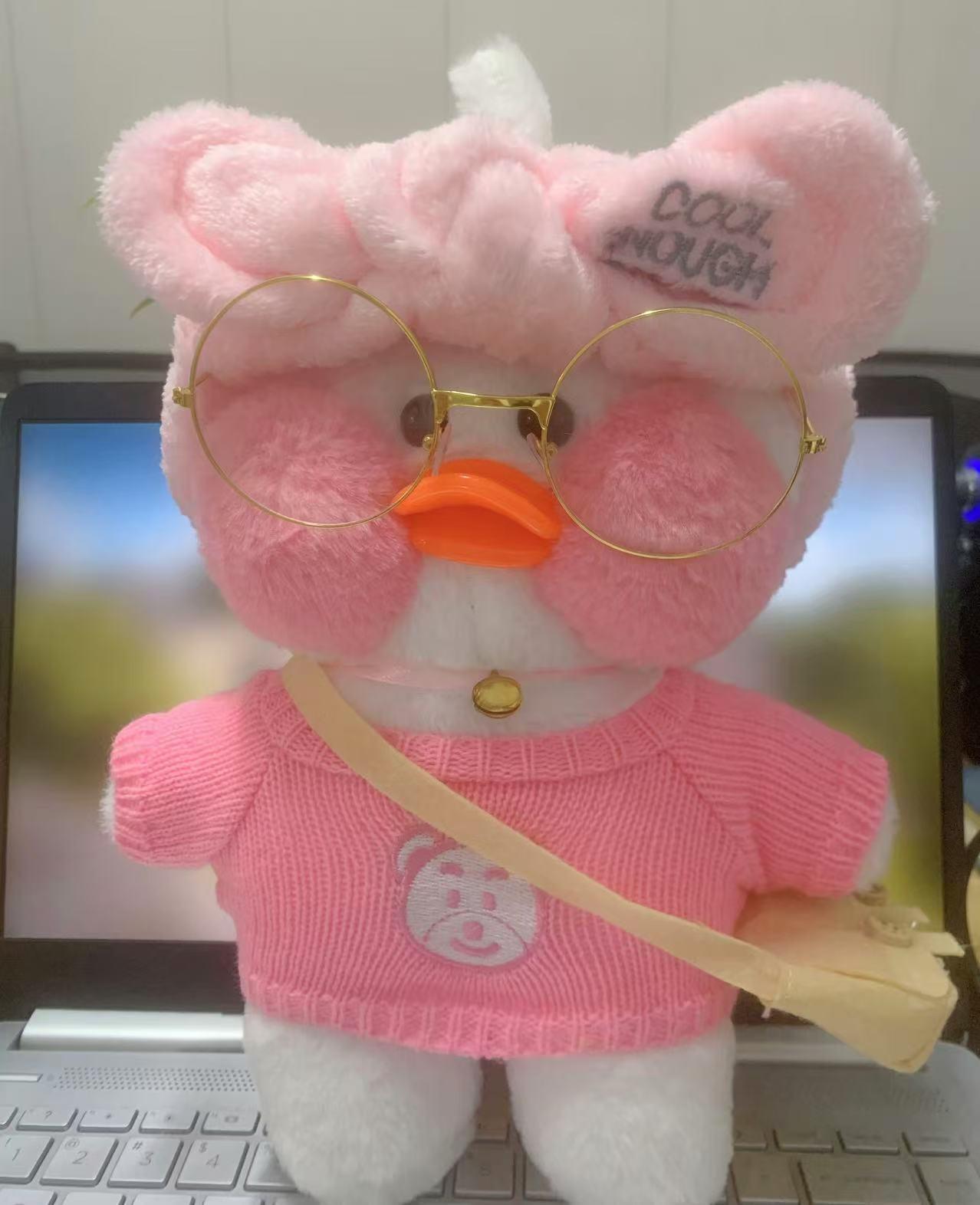 

Плюшевая повязка на голову «Утка-инфлюенсер с гиалуроновой кислотой» - Милая желтая кукла на Рождество 30 cm (glasses + bell)