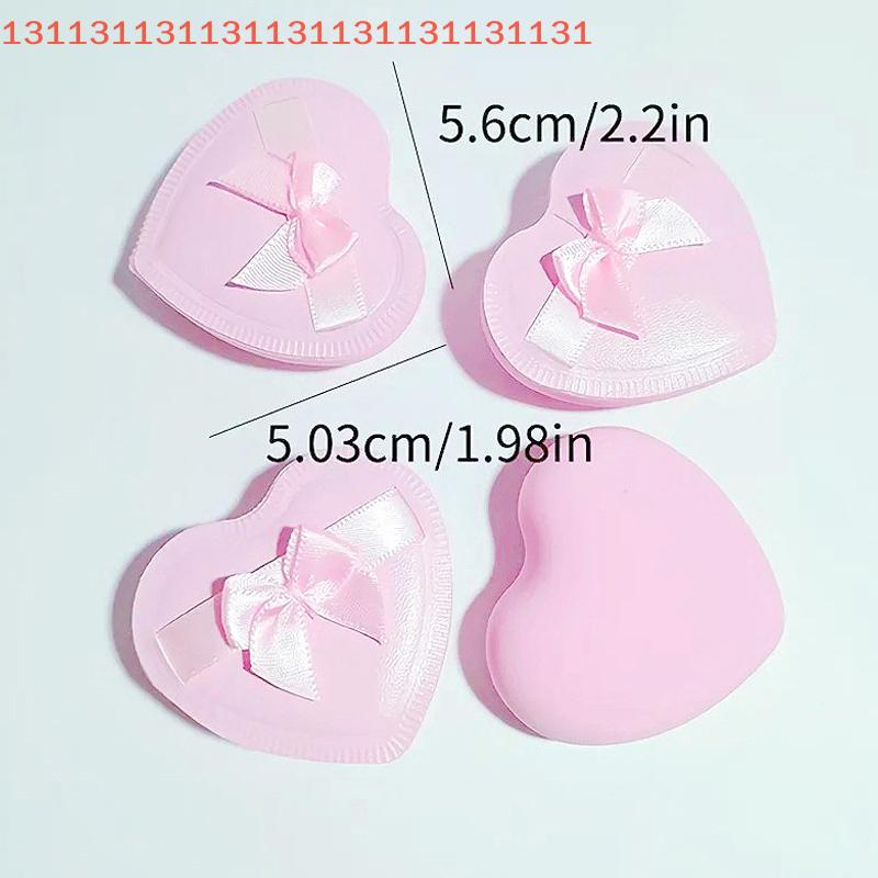 2/5 Stück Herz Schleife Make-up Puderquasten, die sowohl trocken als auch nass verwendet werden können, Zuckerwatte Air Cushion Puderquaste